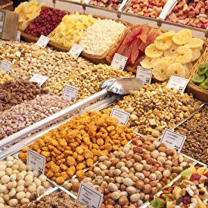Nuts for sale, La Boqueria Market, Barcelona, Spain