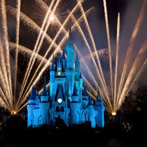 Orlando, Florida, USA. The Wishes fireworks show at Disneys Magic Kingdom