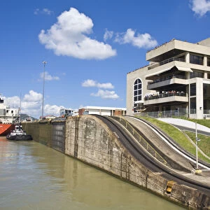 Panama, Panama Canal, Tanker in Miraflores Locks