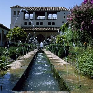 Patio de la Azequia of the Generalife palace of the Alhambra
