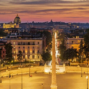 Piazza del Popolo as seen from Pincio, Rome, Lazio, Italy
