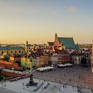 Poland, Masovian Voivodeship, Warsaw, Old Town, Elevated view of the Castle Square
