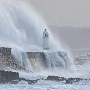 Porthcawl Lighthouse battered by Storm Ciara, Porthcawl, Mid Glamorgan, Wales