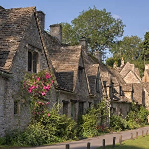 Pretty cottages at Arlington Row in the Cotswolds village of Bibury, Gloucestershire