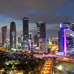 Qatar, Middle East, Arabian Peninsula, Doha, new skyline of the West Bay central financial