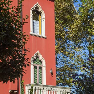 Red house with balcony, Sant Elena, Venice, Italy