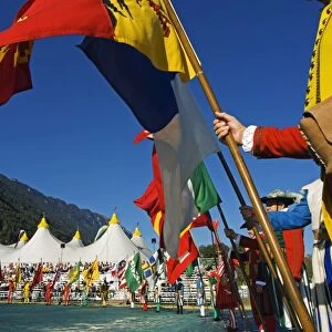 Regional flags of Switzerland are paraded at the Unspunnen