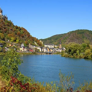 Reichsburg with river Mosel and Cochem, Mosel valley, Rhineland-Palatinate, Germany