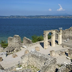 Roman archaeological site, Catull Thermal bath in Sirmione, Lake Garda, Italy