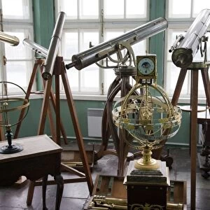 Russia, St Petersburg. Instruments of astronomy, in the observatory of the Kunstkamera Museum