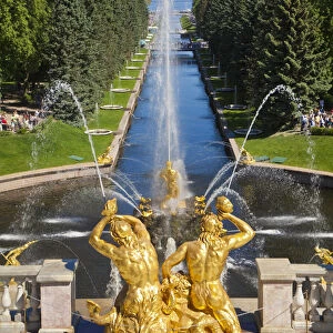 Russia, St Petersburg, Peterhof Palace(Petrodvorets) Grand Cascade