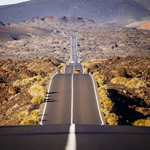 Scenic road to Timanfaya National Park, Lanzarote, Canary Islands
