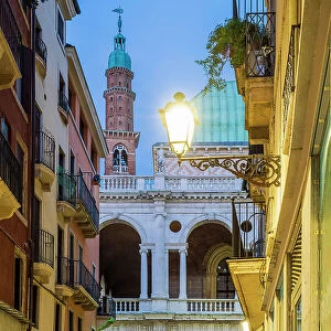 Scenic street view with Basilica Palladiana, Vicenza, Veneto, Italy