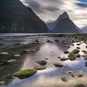 Scenic view of dramatic landscape in Milford Sound formed by glaciers