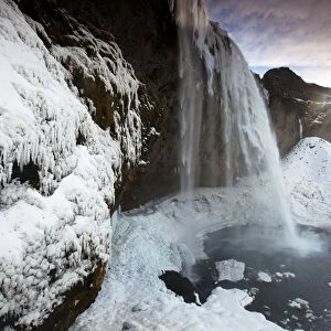 Seljalandsfoss Waterfall in Winter, Iceland