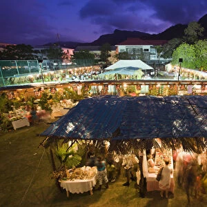 Seychelles, Mahe Island, Victoria, evening view of the Seychelles Creole Festival