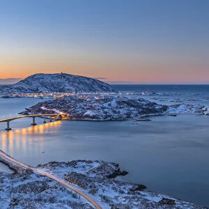 Sommaroy Island at dusk, Tromso, Halogaland district, Troms county, Northern Norway