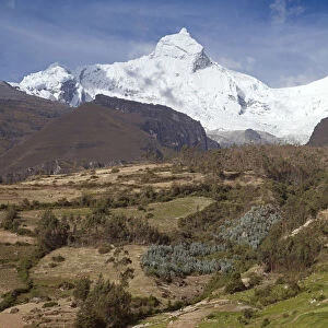South America, Peru, Ancash, Yungay. View of glaciers on the summit of the 20, 981 ft / 6