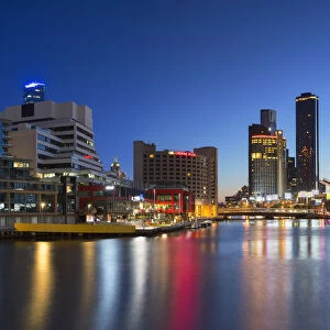 South Wharf skyline at dawn, Melbourne, Victoria, Australia