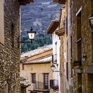 Spain, Aragon, Mirambel, Alley in the centre of Mirambel
