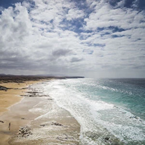 Spain, Canary Islands, Fuerteventura Island, El Cotillo, high angle view of Playa
