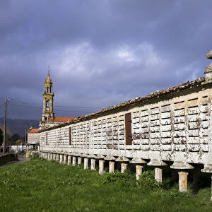 Spain, Galicia, Costa da Morte, Carnota. View of the Carnotas Orreo
