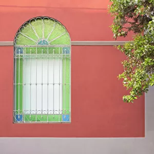 Stained glass vitreaux window on the exterior facade of "Las Lilas" Art Museum, San Antonio de Areco, Buenos Aires province, Argentina