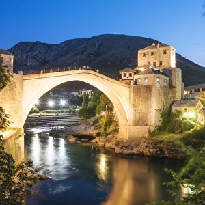 Stari Most Bridge at night, Mostar, Bosnia & Hercegovina