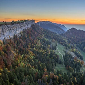 Sunrise in the Jura seen from mountain Grenchen, Grenchen, Solothurn, Switzerland