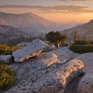 Sunset above Half Dome, viewed from Olmsted Point, Yosemite National Park, California, USA