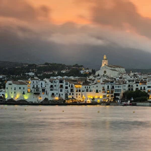 Sunset over the sea town of Cadaques, Costa Brava, Catalonia, Spain