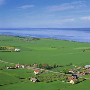 Sweden, Lake Vattern and Farmland