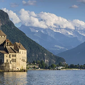 Switzerland, Canton of Vaud, Chillon castle, Lake Geneva