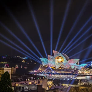Sydney Opera House illuminated with lasers and projections during Vivid Sydney festival