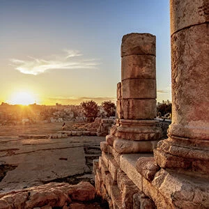 Temple of Hercules Ruins at sunset, Amman Citadel, Amman Governorate, Jordan