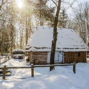 Traditional Countryside House, Lublin Open Air Museum, winter, Lublin Voivodeship, Poland