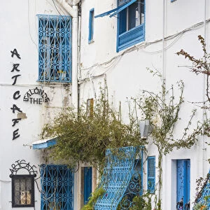 Tunisia, Art Cafe in the Picturesque whitewashed village of Sidi Bou Said