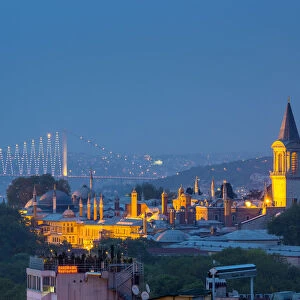 Turkey, Istanbul, Sultanahmet, Topkapi Palace and First Bosphorus Bridge