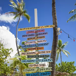 U. S. Virgin Islands, St. Thomas, Bolongo Bay, Bolongo Bay Beach, sign