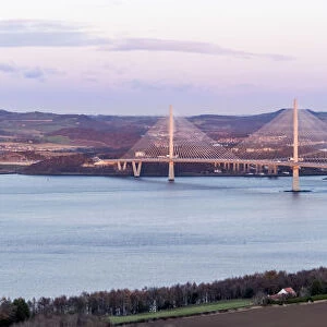 United Kingdom, Scotland, Lothian, rail and road bridges over the Firth of Forth