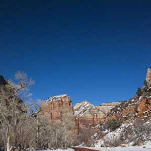 USA, Utah, Zion National Park, Zion Canyon Scenic Drive, winter