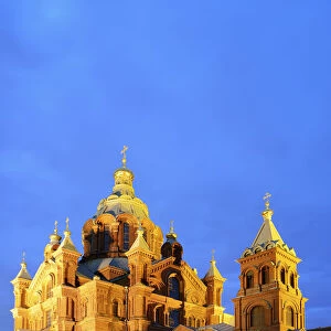 Uspenski Orthodox Cathedral in the evening. Helsinki, Finland