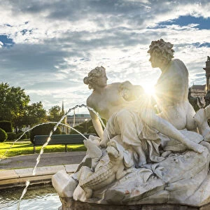 Vienna, Austria, Europe. Tritons and Naiads fountain on the Maria Theresa square