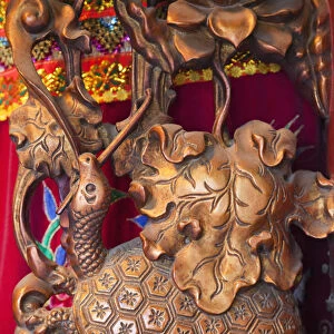 Vietnam, Hanoi, Hoan Kiem Lake, Ngoc Son Temple, Detail of Carving depicting Tortoise