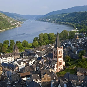 View over Bacharach & River Rhine, Rhine Valley, Germany