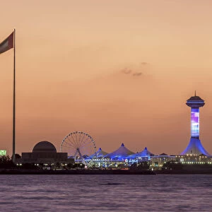 View towards Marina Mall at sunset, Abu Dhabi, United Arab Emirates