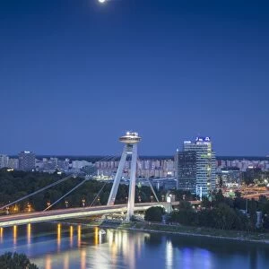 View of New Bridge at dusk, Bratislava, Slovakia