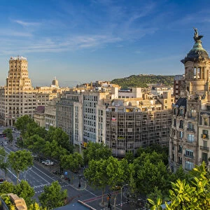 Top view of Passeig de Gracia, Barcelona, Catalonia, Spain