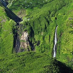 Waterfalls at Faja Grande. Flores, Azores islands, Portugal