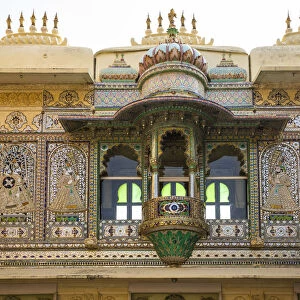 Window detail in the City Palace, Udaipur, Rajasthan, India